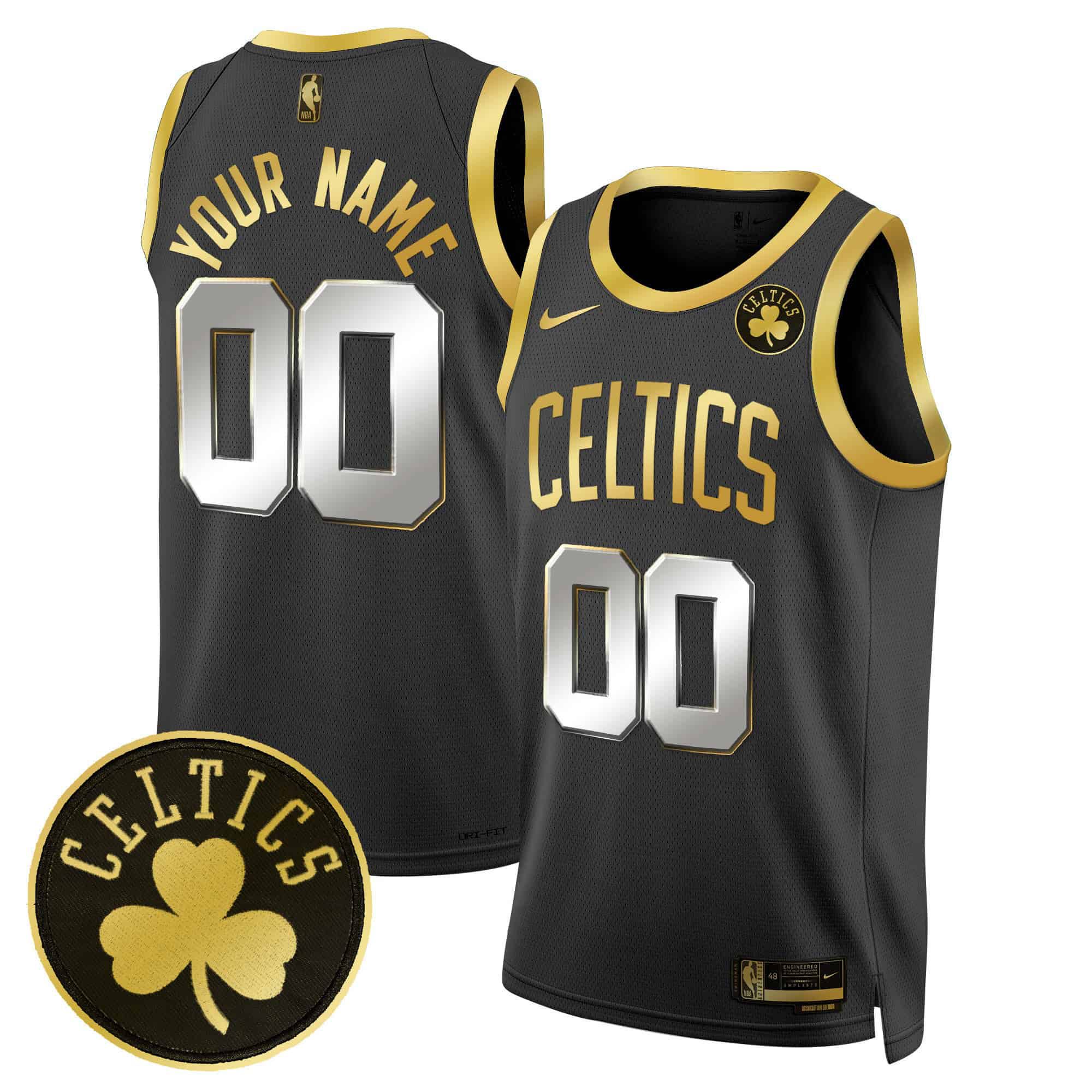 Men Boston Celtics Black 2024 Nike Swingman Custom NBA Jersey